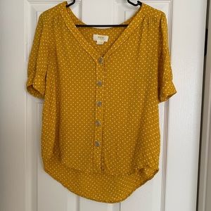 Yellow polka dot shirt with buttons